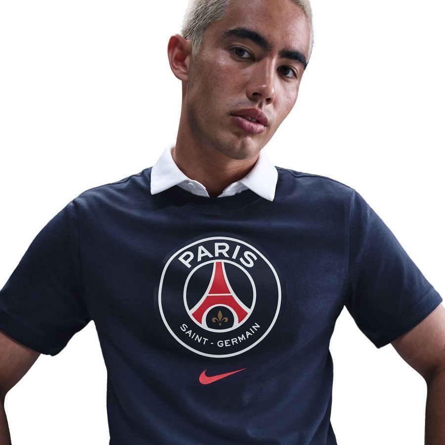 Paris Saint Germain T-Shirt Crest - Midnight Navy - Men's-SoccerKits Hub | Buy Soccer Jerseys Online